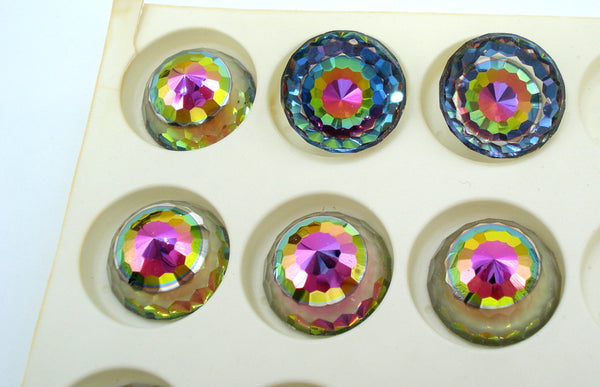 14mm (2042) Swarovski Vitrail Medium Art. 2042Z Fully Faceted High Dome Round Flat Back