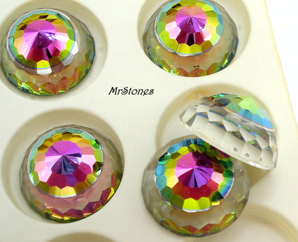 14mm (2042) Swarovski Vitrail Medium Art. 2042Z Fully Faceted High Dome Round Flat Back