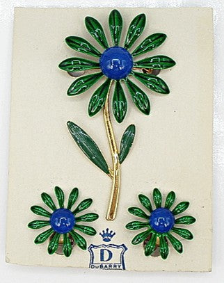 DuBarry Green Blue Enamel Flower Set