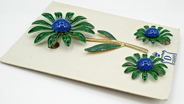 DuBarry Green Blue Enamel Flower Set