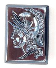 16x12mm (S55I) Hematite Glass Cushion Left Facing Warrior Intaglio
