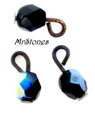 4mm (BEAD) Jet AB Glass Bead Dangles 10pk/$1.00