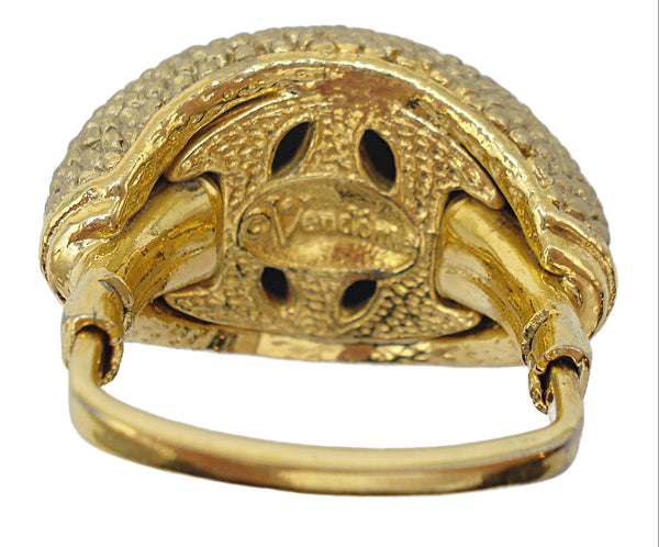 Vendome Gold Tone Ring High Domed Studded Top Square Adjustable Band
