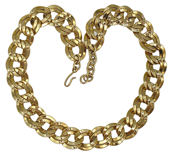 Monet Double Link Heavy Gold Tone Necklace