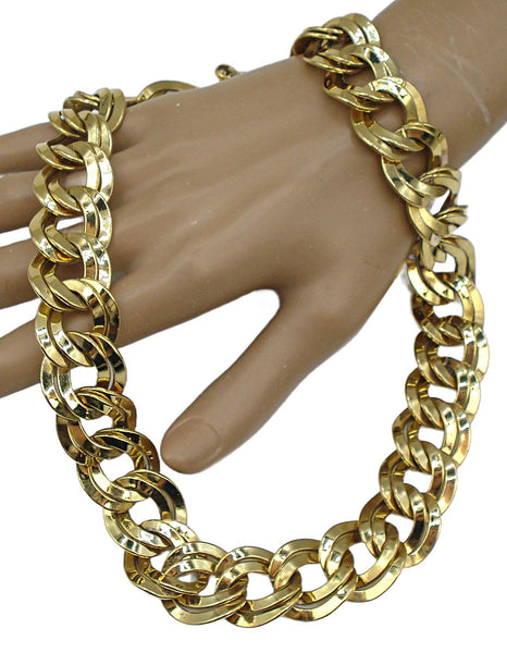 Monet Double Link Heavy Gold Tone Necklace