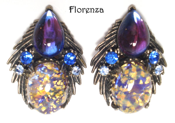 Florenza Earrings Bi Color Amethyst Opal 1.5"