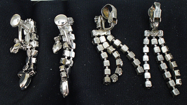 2pr Crystal Rhinestone Dangle Drop Earrings