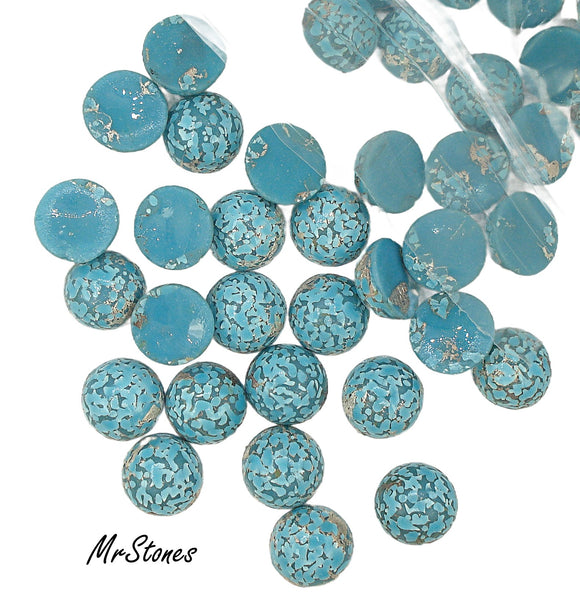 12mm (1684) Turquoise Mosaic Matrix Round Cabochon
