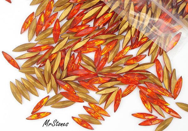 15x4mm (4200/2) TTC Hyacinth Orange Marquise Navette 1pc/$0.65 or 3pcs/$1.00