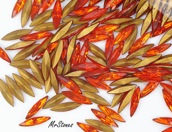 15x4mm (4200/2) TTC Hyacinth Orange Marquise Navette 1pc/$0.65 or 3pcs/$1.00