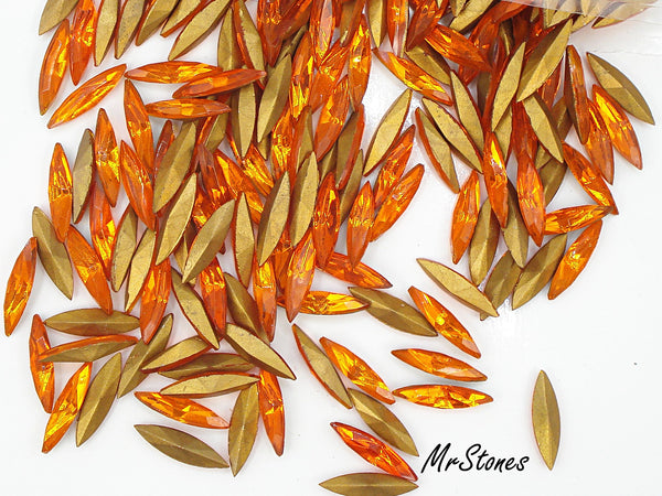 15x4mm (4200/2) TTC Sun Bright Orange Marquise Navette 1pc/$0.65 or 3pcs/$1.00
