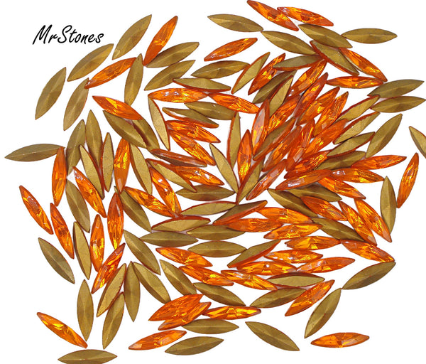15x4mm (4200/2) TTC Sun Bright Orange Marquise Navette 1pc/$0.65 or 3pcs/$1.00