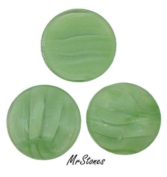 20mm (1684) Green Striped Baroque Round Cabochon