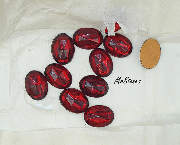 18x13mm (3293) Siam Red Rauten Cut Oval West Germany