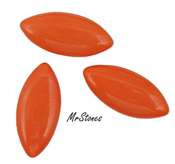 15x7mm (3175) Opaque Coral Bombe Cut Marquise Navette Cabochon