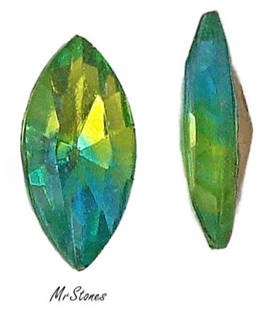 15x7mm (4200/2) TTC Rare Bi Color Aqua Peridot Marquise Navette Vibrant!