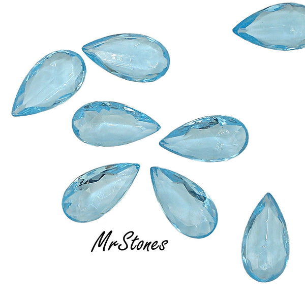20x10.5mm (4320/2) TTC Aqua Unfoiled Pear Pendeloque