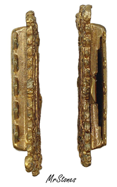 1 3/8" x 1" Ornate Filigree 5 Strand Box Clasp and Tongue Gold Tone