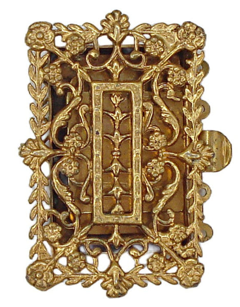 1 3/8" x 1" Ornate Filigree 5 Strand Box Clasp and Tongue Gold Tone
