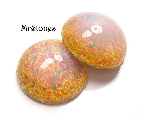 18mm (1684) Fire Opal Japan Round Glass Cabochon
