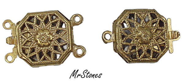 1/2" 1 Strand and 2 Strand Box Tongue Gold Tone Clasp