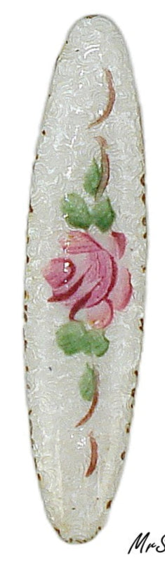 38x8mm Guilloche Oval Cabochon Metal White/Pink Enamel Flowers Floral 2pk/$1.50