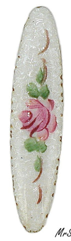 38x8mm Guilloche Oval Cabochon Metal White/Pink Enamel Flowers Floral 2pk/$1.50