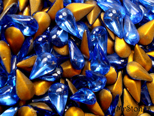 10x6mm (3101) Sapphire Blue Pear Shape Teardrop Buff Top Doublet