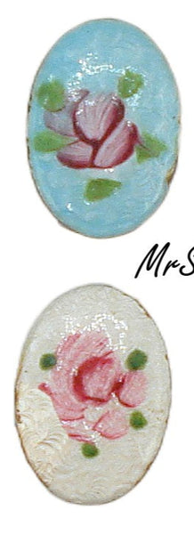 14.5x10mm Guilloche Oval Cabochon Metal Enamel Flowers Floral 2pk/$0.75