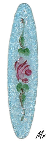 38x8mm Guilloche Oval Cabochon Metal with Blue/Pink Enamel Flowers Floral 2pk/$1.50