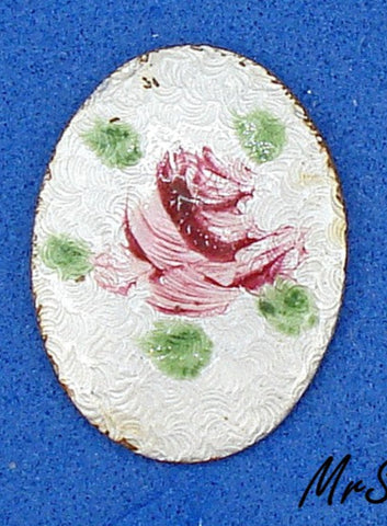 18x14mm Guilloche Oval Cabochon Metal White/Pink Enamel Flowers Floral 2pk/$1.00