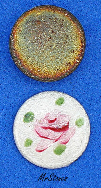 12mm Guilloche Round Cabochon Metal White/Pink Enamel Flowers Floral 2pk/$0.50