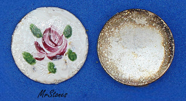 18mm Guilloche Enamel Flowers on Metal Low Domed Cabochon White Pink 2/$1.50