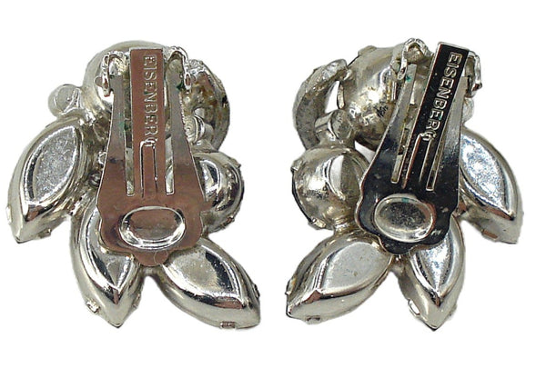 Eisenberg Earrings Amethyst Light Amethyst Crystal Rhinestones Silver Tone 1 1/8"