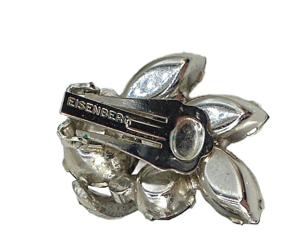 Eisenberg Earrings Amethyst Light Amethyst Crystal Rhinestones Silver Tone 1 1/8"