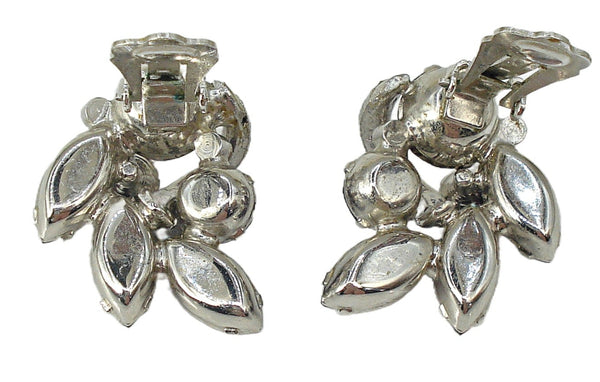 Eisenberg Earrings Amethyst Light Amethyst Crystal Rhinestones Silver Tone 1 1/8"