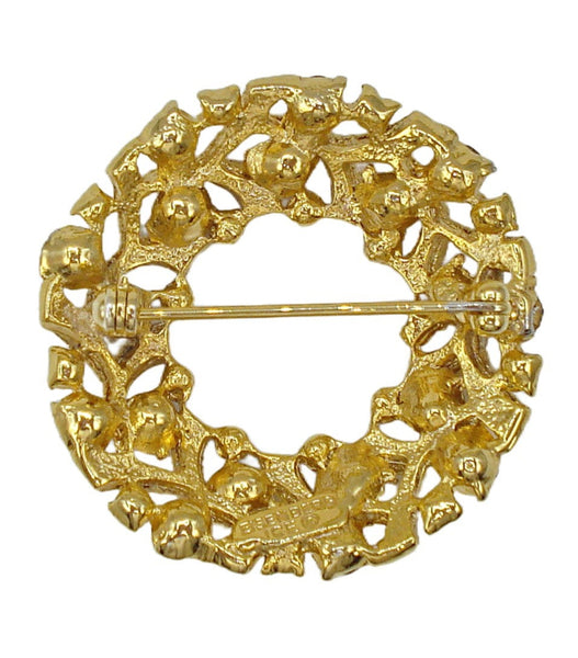 Eisenberg Ice Christmas Wreath Brooch Pin Classic Color Rhinestones