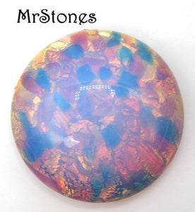 21mm (1684) Glass Fire Opal Harlequin Round Cabochon #2