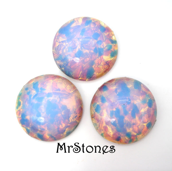 21mm (1684) Glass Fire Opal Harlequin Round Cabochon #2