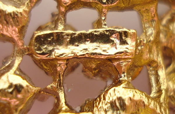 Signed Brooch Maltese Cross 2 1/4" Black Diamond Smoked Topaz Rhinestones