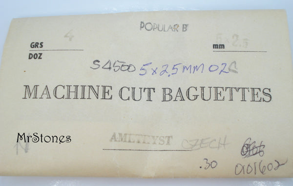 5x2.5mm (4500) Czech Amethyst Purple Baguette