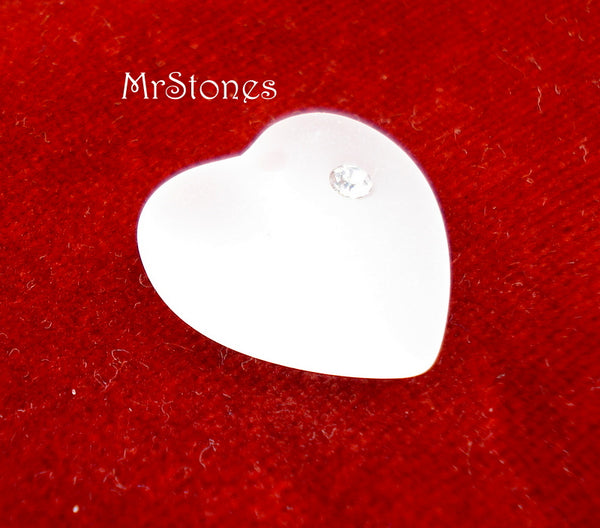 16mm Swarovski Heart  Dangle Crystal Matte Finish With Crystal Rhinestone