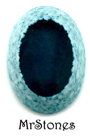 18x13mm (1685) Emerald Green Flat Top Oval Cabochon White Snow Frosted Sides