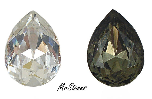 15x11mm (4320) Crystal and Black Diamond Pear Shape Pendeloque