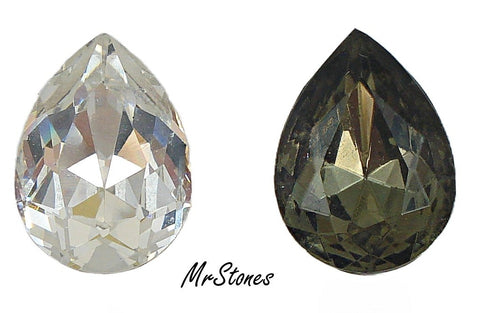 15x11mm (4320) Crystal and Black Diamond Pear Shape Pendeloque