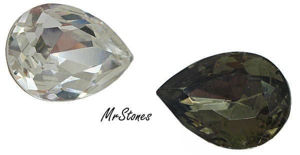15x11mm (4320) Crystal and Black Diamond Pear Shape Pendeloque