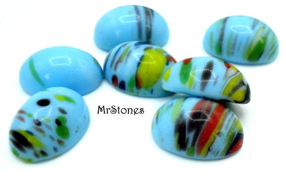14x10mm (1685) Turquoise Mosaic Oval Cabochon 6mm Height