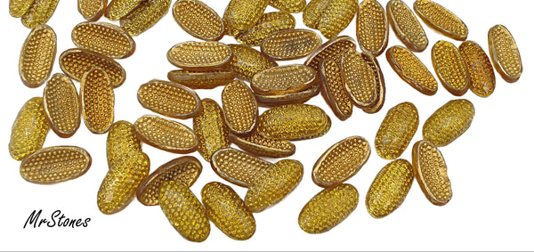 14x7.5mm (2195) Topaz Oval Cabochon Conclave Waffle Back 5pcs/$1.00