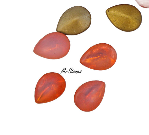 18x13mm (3101) Hyacinth Orange Pear Pendeloque Buff Top Doublet