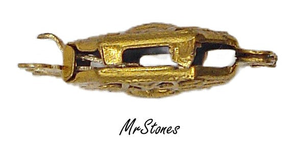 3 Strand Box Tongue Clasp Gold Tone Filigree Finding